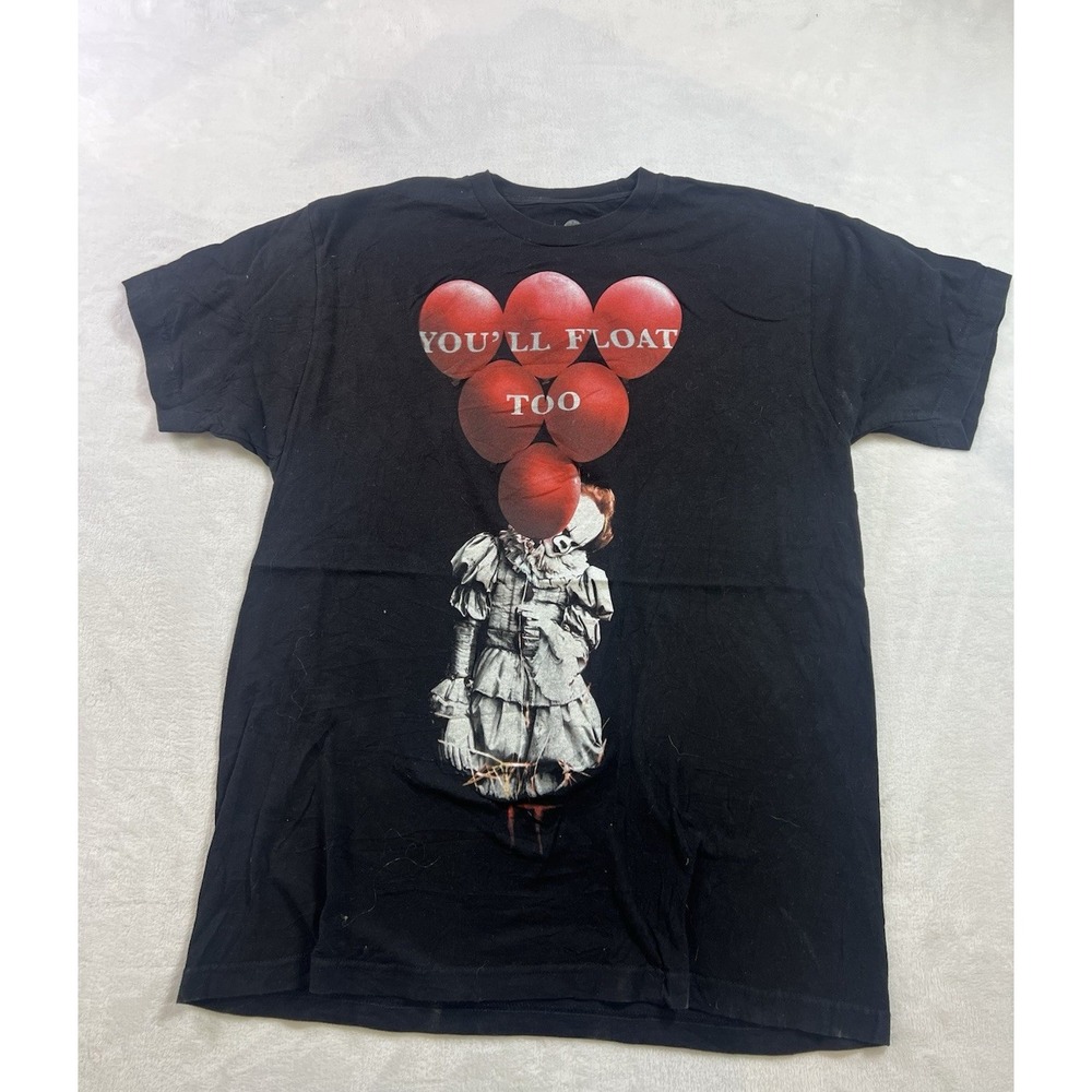 It Clown Red Balloons You'll Float Too Mens Horror T-Shirt Black Large